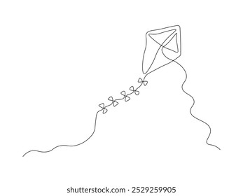 abstrakter fliegender Drachen, durchgehende einzeilige Kunstzeichnung, Skizze, Logo