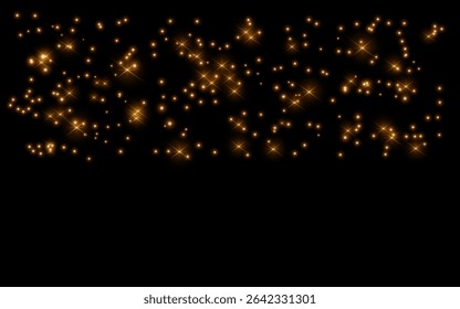 Abstract flying lights with glowing stars Light effect with dynamic golden. 