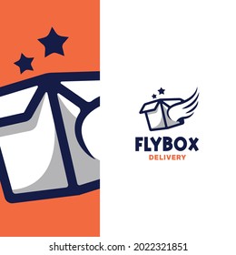 Plantilla de logotipo de entrega rápida de caja mágica abstracta