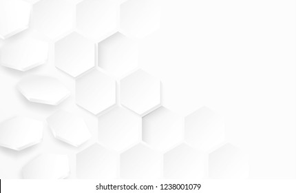 Abstract . Flying polygon Hexagon white background ,light and shadow. Vector
