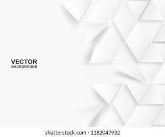Abstract. Flying polygon triangle paper white Background, light and shadow .Vector