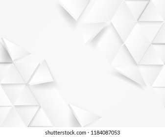 Abstract. Flying polygon triangle paper white Background, light and shadow .Vector