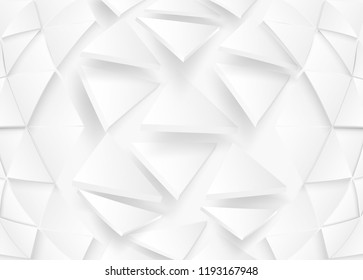 Abstract. Flying polygon triangle paper white Background, light and shadow .Vector