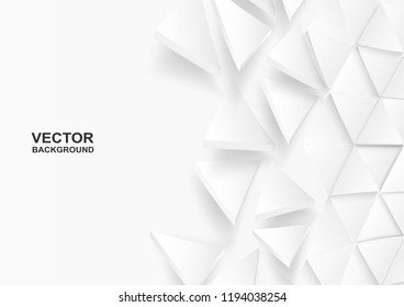 Abstract. Flying polygon triangle paper white Background, light and shadow .Vector