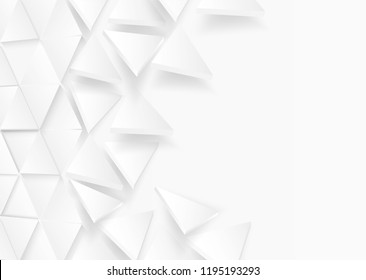 Abstract. Flying polygon triangle paper white Background, light and shadow .Vector