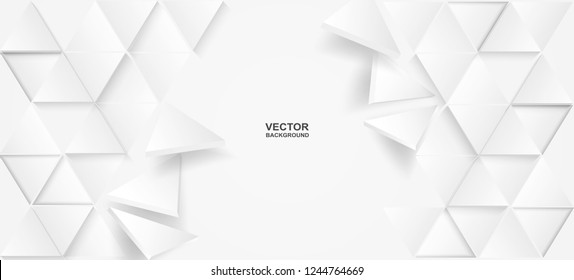 Abstract. Flying polygon triangle paper white Background, light and shadow .Vector