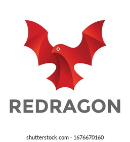 Abstract flying red dragon logo icon