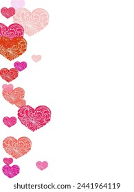  Abstract flying red hearts scatter wedding party decor. Red hearts confetti.