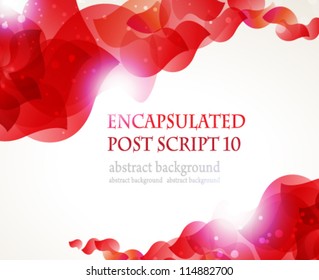 Abstract flying red petals on a white background with place for text