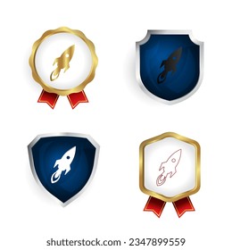 Abstract Flying Rocket Badge and Label Collection, can be used for business designs, presentation designs or any suitable designs.