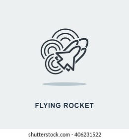 Abstract Flying Rocket design logo. Vector illustration. Vector icon