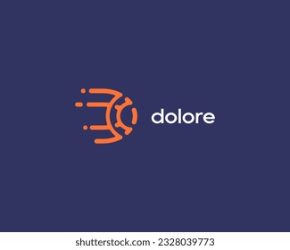 Abstract flying satellite logo. Aircraft ship icon. Universal cell gps internet sign. Vector illustration.