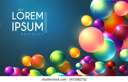 Abstract Flying Spheres Background. Sweet Candy. Colorful Realistic Glossy Balls.