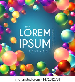 Abstract Flying Spheres Background. Sweet Candy. Colorful Realistic Glossy Balls.