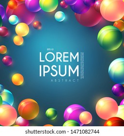 Abstract Flying Spheres Background. Sweet Candy. Colorful Realistic Glossy Balls.