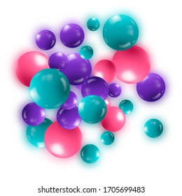 Abstract Flying Spheres Background. Sweet Candy. Colorful Realistic Glossy Balls. Vector illustration
