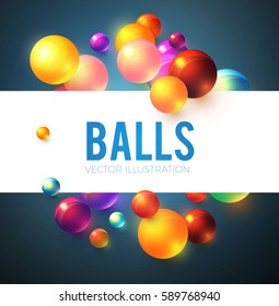 Abstract Flying Spheres Background. Sweet Candy. Colorful Realistic Glossy Balls. Vector illustration