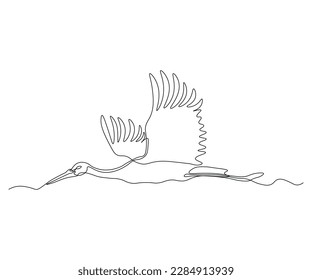 abstract Flying Stork Continuous One Line Drawing