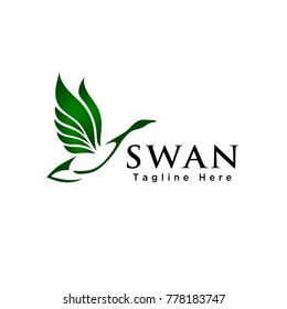Abstract flying swan bird logo