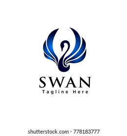 Abstract flying swan bird logo