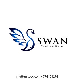 Abstract flying swan logo