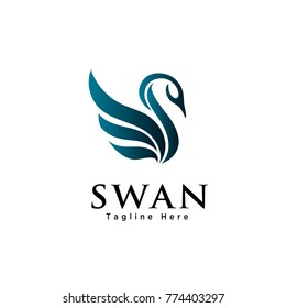 Abstract flying swan logo