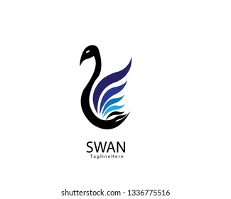 Abstract flying swan logo - Vector
