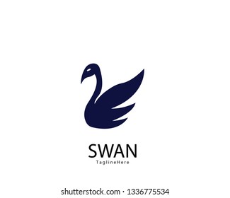 Abstract flying swan logo - Vector
