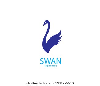 Abstract flying swan logo - Vector
