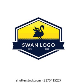 Abstract flying swan logo vector template.