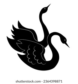 Resumen del tatuaje de la pareja vectorial del logo de cisne volador