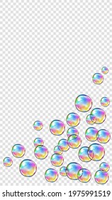 Abstract foam, soap, water bubbles, isolated on blue background