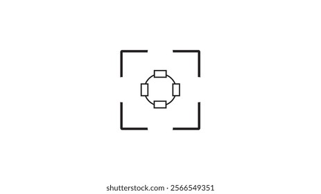 Abstract Focus icon with auto zoom on white background.