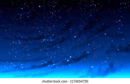 Abstract foggy night starry sky