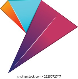 Abstract folded triangle logo illustration in trendy and minimal style isolated on background