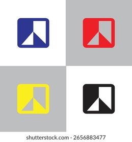 Abstract folder frame icons in quadrant style (blue, red, yellow, black). Useful for file browsers or interface shelving.