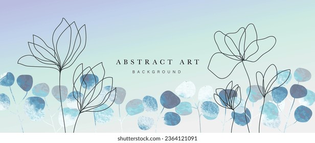 Resumen del vector de fondo de arte folicular. Pincel de pincel de flor dibujado a mano con acuarela botánica. Ilustración de diseño para papel de pared, banner, impresión, afiche, portada, saludo y tarjeta de invitación.