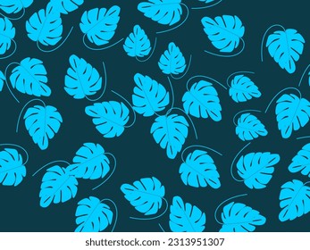 Follaje abstracto y fondo botánico. Papel pintado verde de selva tropical de hojas de monstera, frondas de palmera, ramas con patrón dibujado a mano. Fondo de planta exótica para banners, impresiones, decoraciones, 