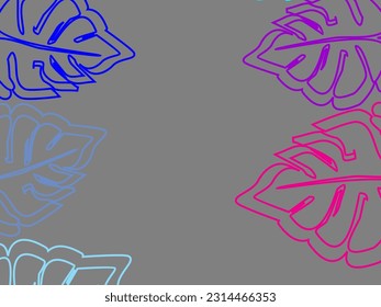 Abstract foliage and botanical background. Green tropical forest wallpaper of monstera leaves, palm fronds, branches with hand drawn pattern. Exotic plant background for banners, prints, etc.