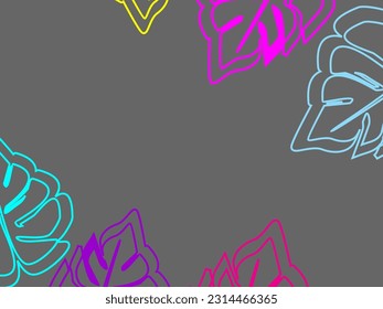 Abstract foliage and botanical background. Green tropical forest wallpaper of monstera leaves, palm fronds, branches with hand drawn pattern. Exotic plant background for banners, prints, etc.