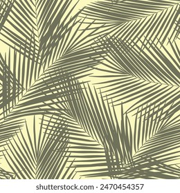 Abstract foliage and botanical background. Green tropical forest wallpaper of palm leaf, branches in hand drawn pattern. Exotic plants background for banner, prints, decor, wall art.