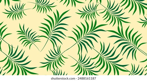 
Abstract foliage and botanical background. Palm leaves, green tropical jungle wallpaper, palm leaves, branches in pattern in flat style. vector Exotic plants.