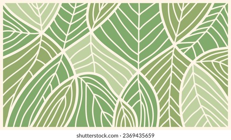 Abstract foliage botanical background vector. Green color wallpaper of tropical plants, palm leaves, leaf branches, leaves. Foliage design for banner, prints, decor, wall art, decoration.