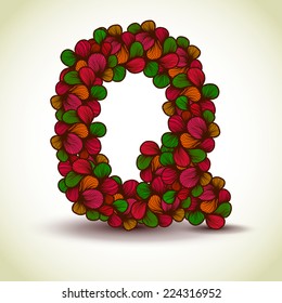 abstract foliage font type letter. doodle font. autumn type. fall type
