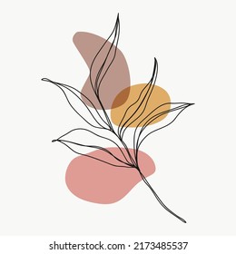 Abstrakter Kunstvektor für die Laubblätter. Einzeln handgezeichnet botanisch mit Erdton organischen Formen. Minimale Blume und Blätter Kunstgrafik Design für Hochzeit, dekorativ, Einladung, Gruß