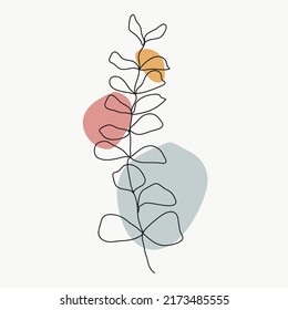 Abstract foliage line art vector. Isolated hand drawn botanical with earth tone organic shapes. Minimal flower and leaves art illustration design for wedding, decorative, invitation, greeting