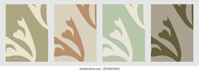 Abstract foliage poster vector. Leaves, flower, organic shapes, leaf branch.  design for  interior, cover, wall art, wallpaper, background etc. vector illustration. EPS 10 
