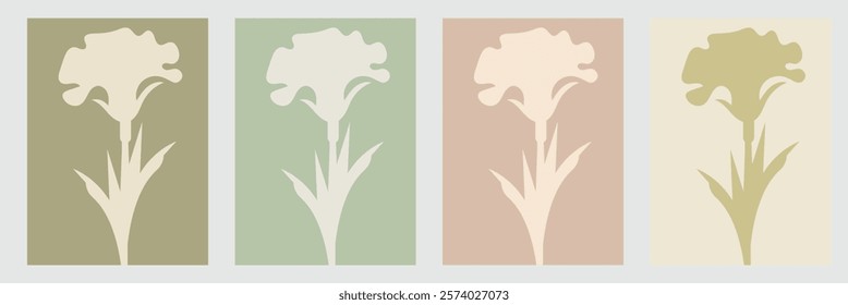 Abstract foliage poster vector. Leaves, flower, organic shapes, leaf branch.  design for  interior, cover, wall art, wallpaper, background etc. vector illustration. EPS 10 