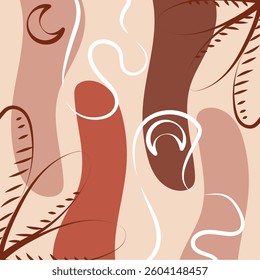 Abstract foliage and shapes composition. Vector