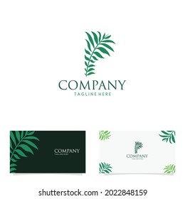 Abstract foliage twig letter P leaf logo design concept